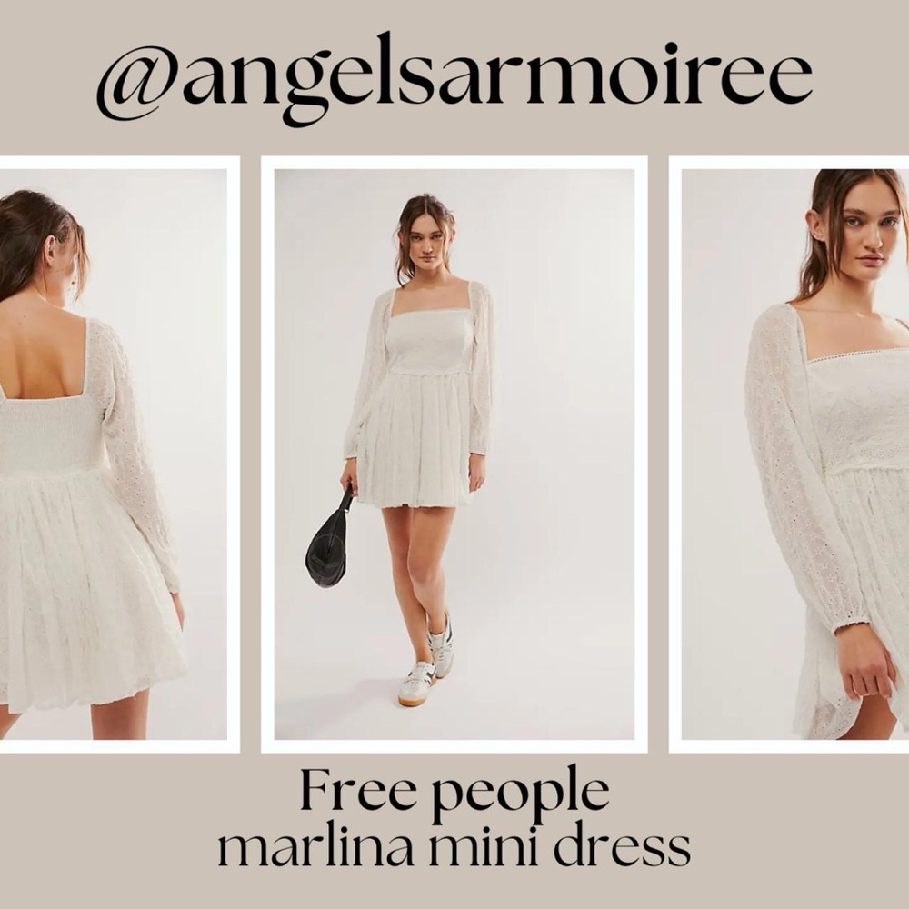 Free People Cream Long Sleeve Dress